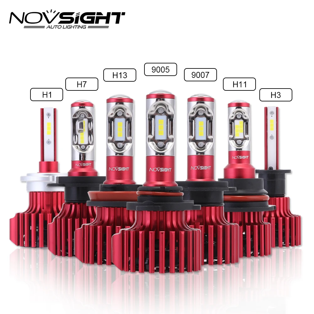 NOVSIGHT Автомобильный светодиодный светильник s CSP с чипами H1 H4 H7 H11/H8/H9 H13 H15 9005 9006 D1 60