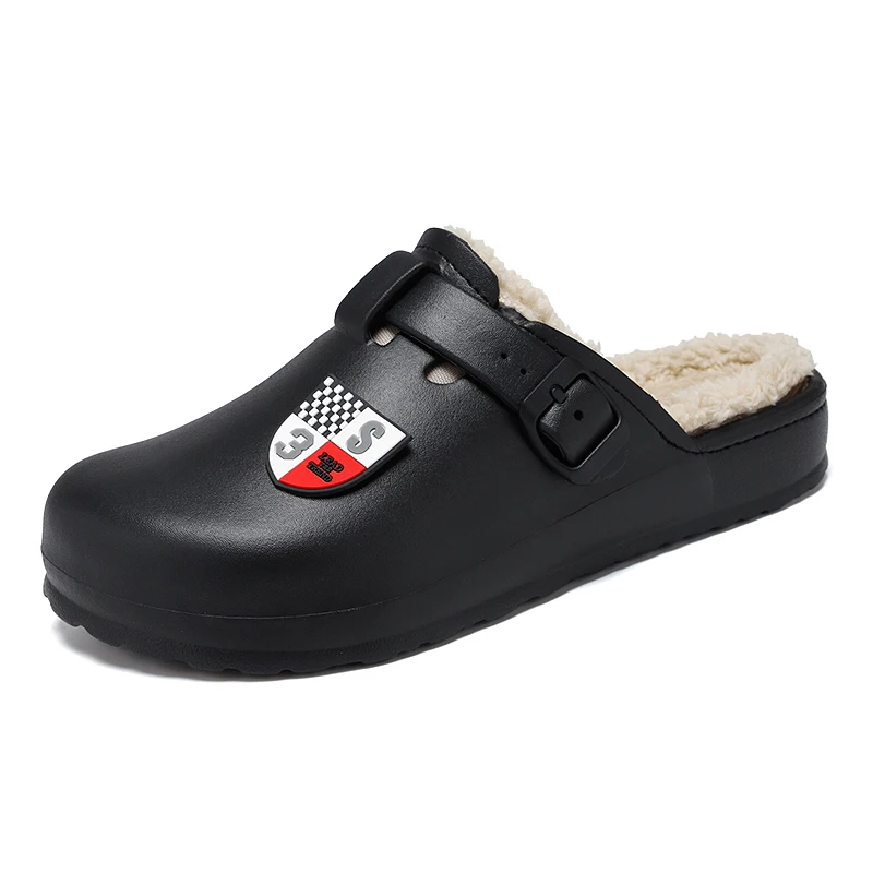 

Men Winter Clogs Warm Fur Home Clog Shoes Outdoor Classic Plush Shearling Lined Sneakers Winter Fur Garden Sandals
