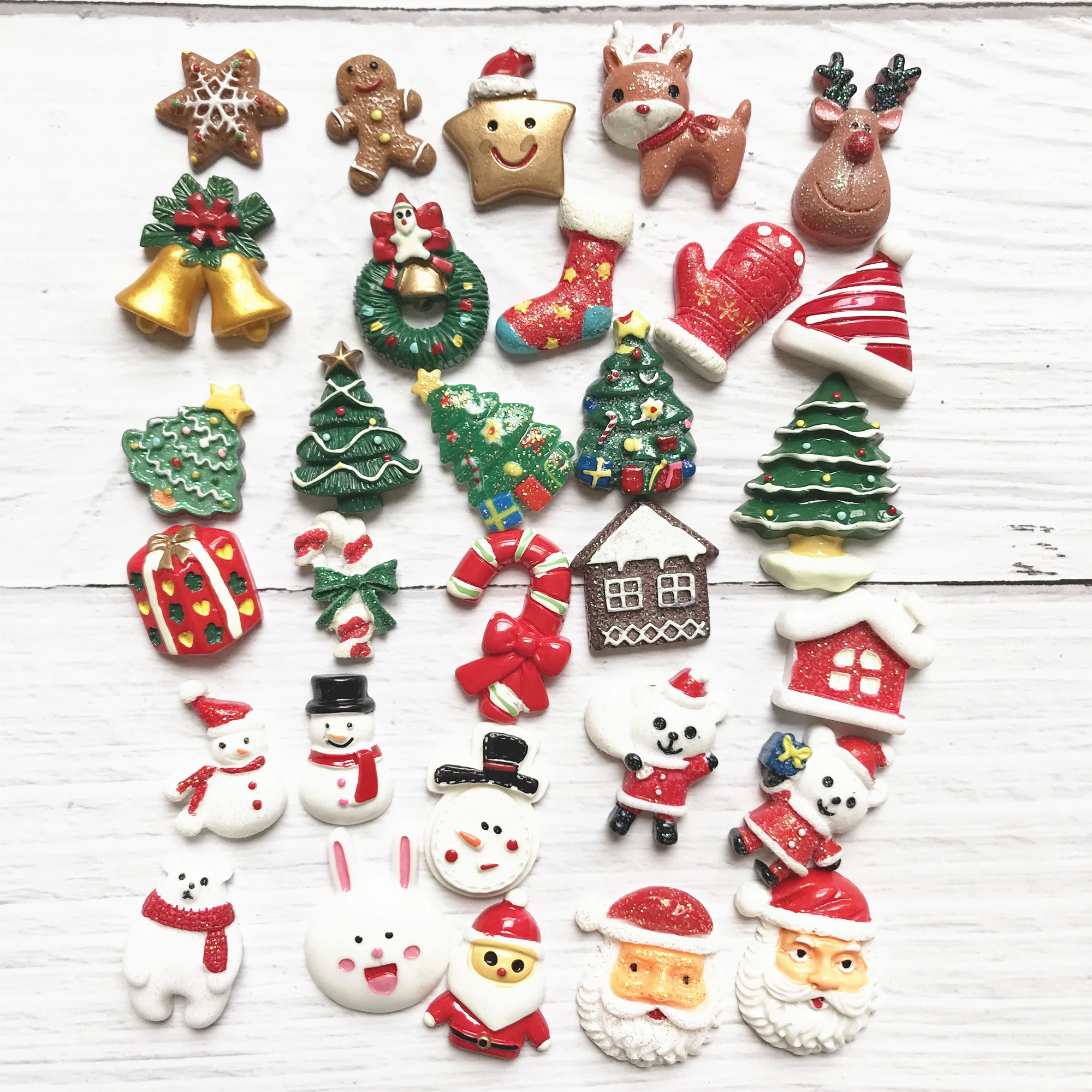 10 шт смешанные полимерные Мультяшные рождественские бусины с плоской задней