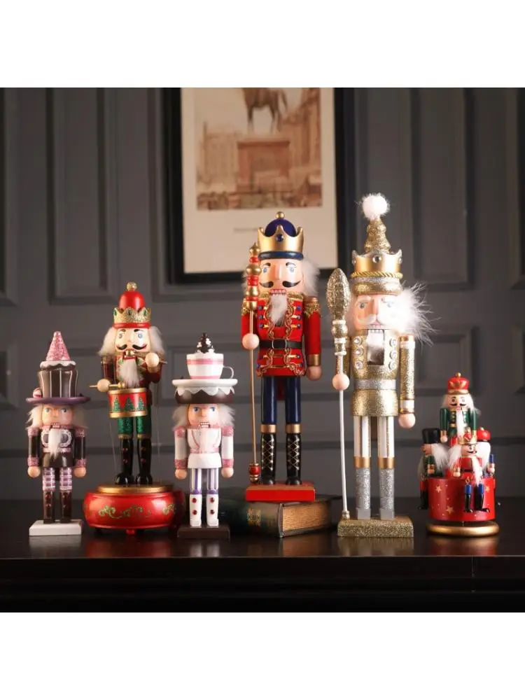 

Wooden Nutcracker Soldier Doll Music Box Kids Toy Handicrafts Home Desktop F3ME