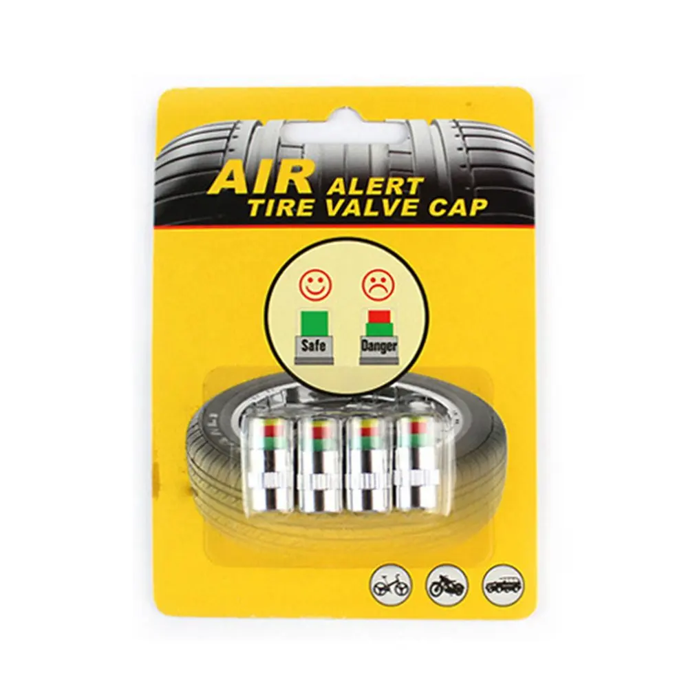 

Dropship 4pcs/set Car Tire Pressure Sensor Monitor Valve Stem Caps Air Alert Valve Cap Light Indicator Tester Wholesale 2018 New
