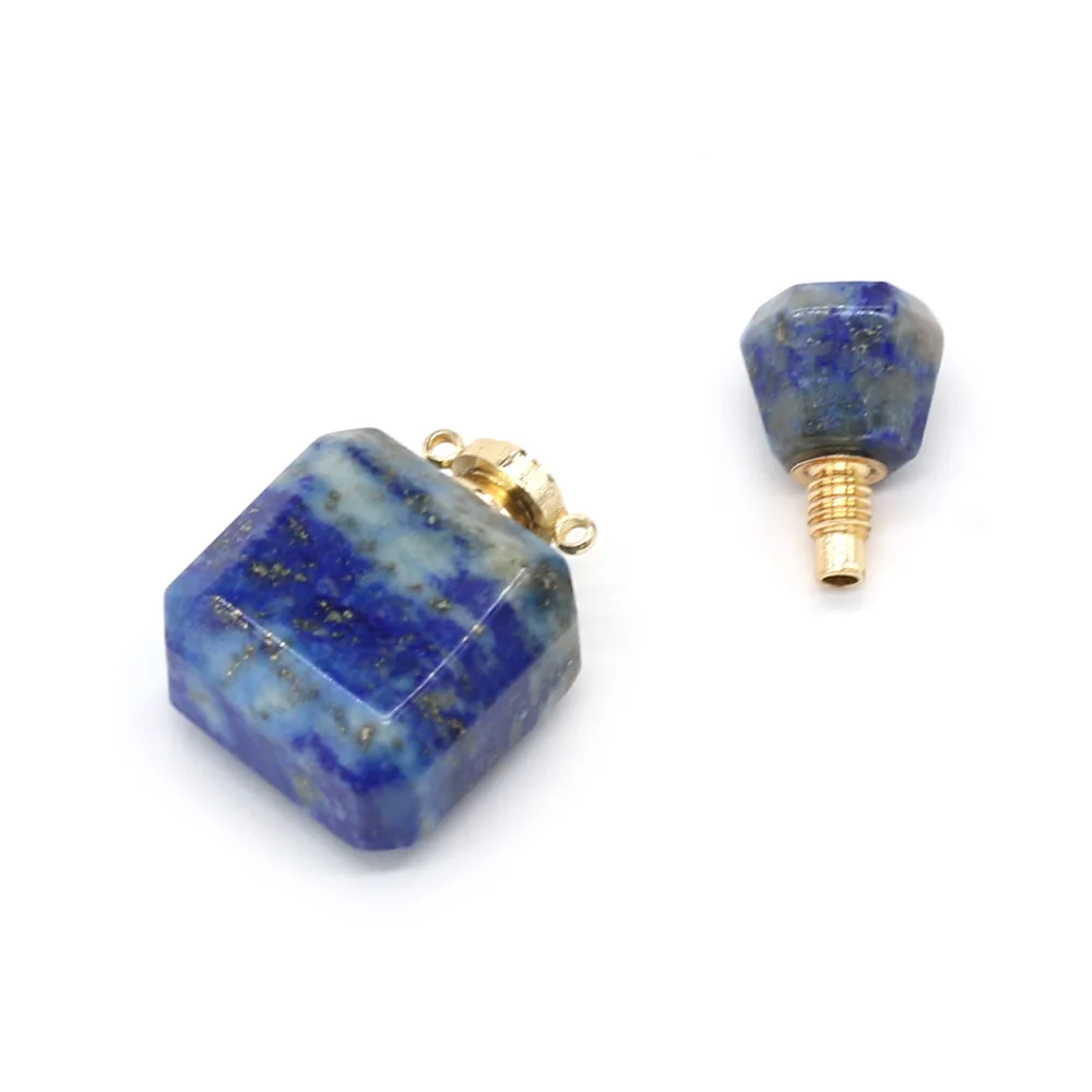 

Natural Gems Lapis Lazuli Stone Perfume Bottle Pendants Essential Oil Diffuser for Women Necklace Jewelry Making 18x30-20x35mm