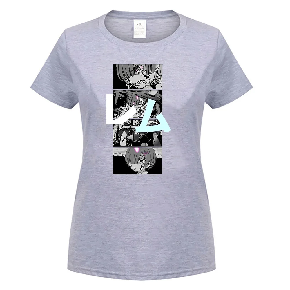women gray Legit Re Zero Rem демон они форма файтинга аниме аутентичная футболка Ts5Gwb Летний стиль повседневная одежда футболка - Цвет: women gray