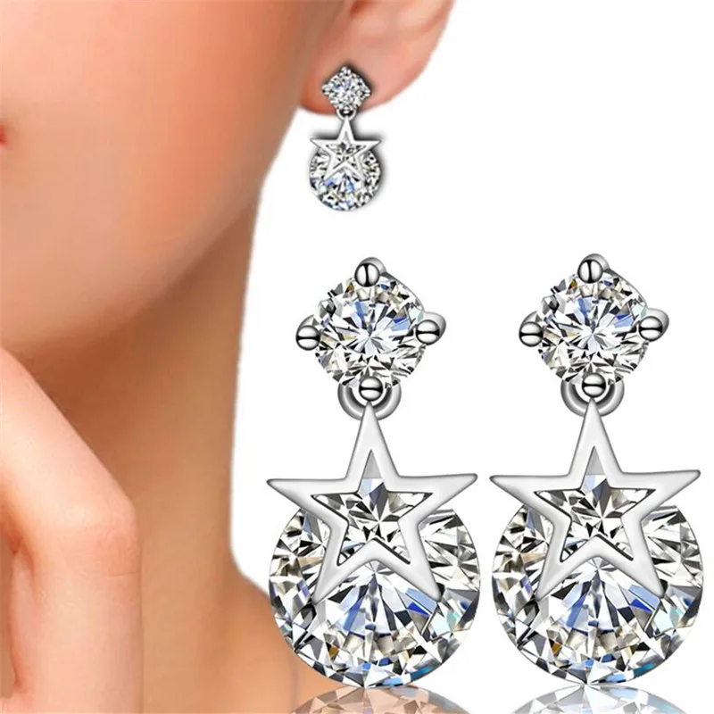 

New Gold Silver Earrings Earrings Exquisite Classic Temperament Female Meteor Inlaid Zircon Earrings Jewelry