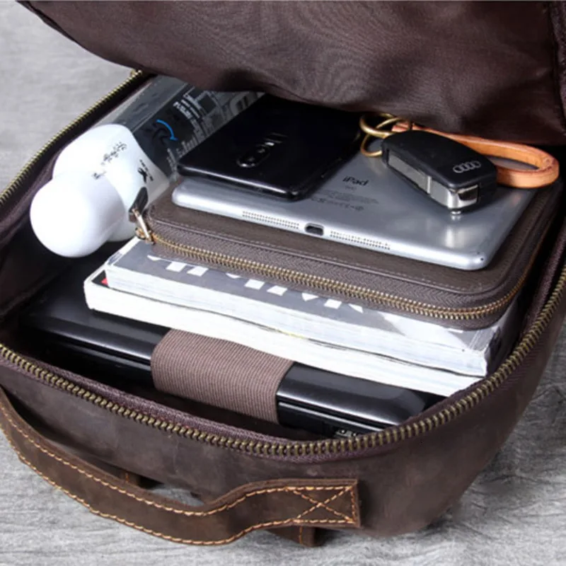Новая мужская кожаная сумка для компьютера, рюкзак Mochilas Hombre, винтажная кожаная сумка Mad Horse, кожаный рюкзак с защитой от кражи