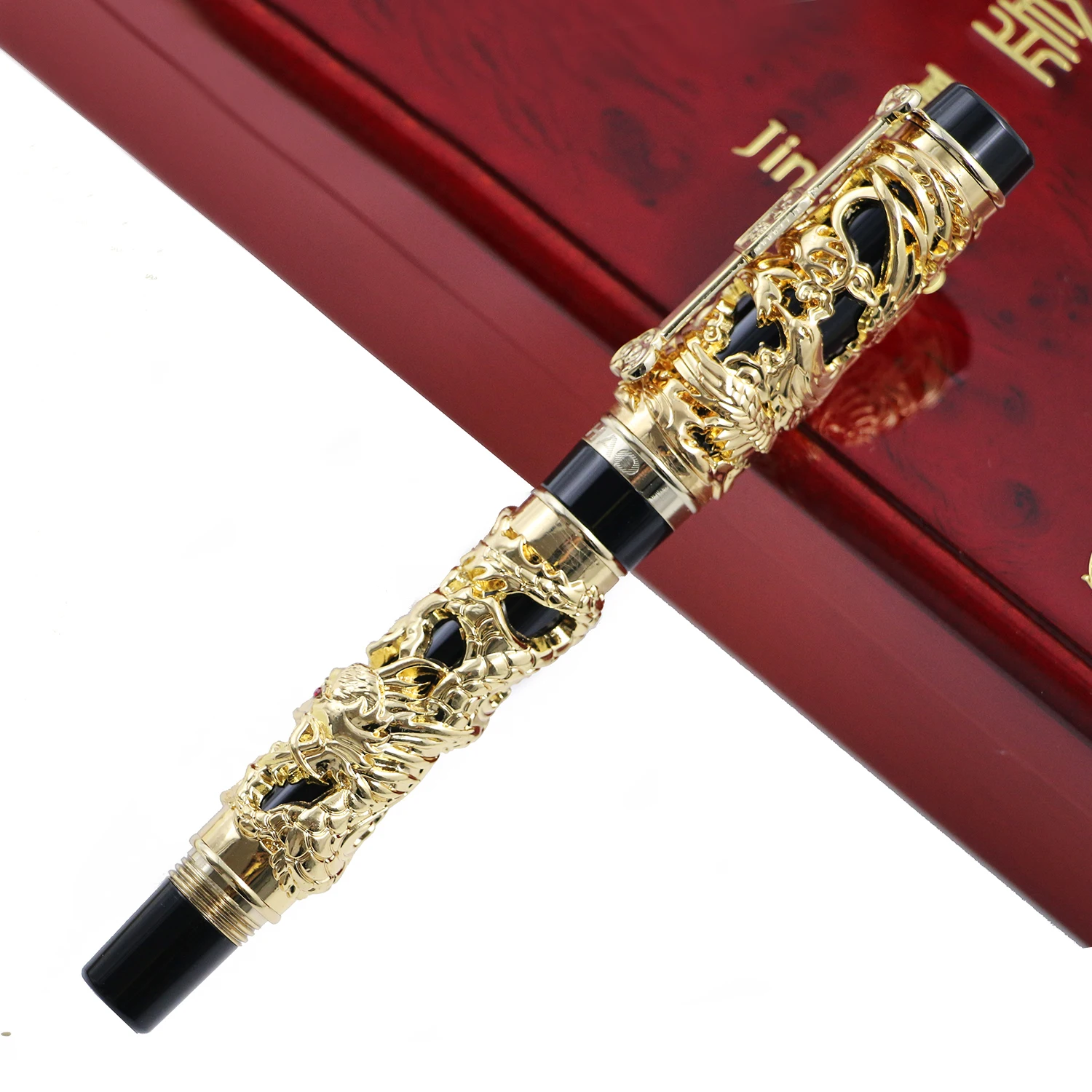 Роскошная металлическая 3D Авторучка Jinhao с изображением дракона Феникса, винтажная перьевая ручка 0,5 мм, перьевые ручки для письма, офисные, деловые принадлежности, подарок