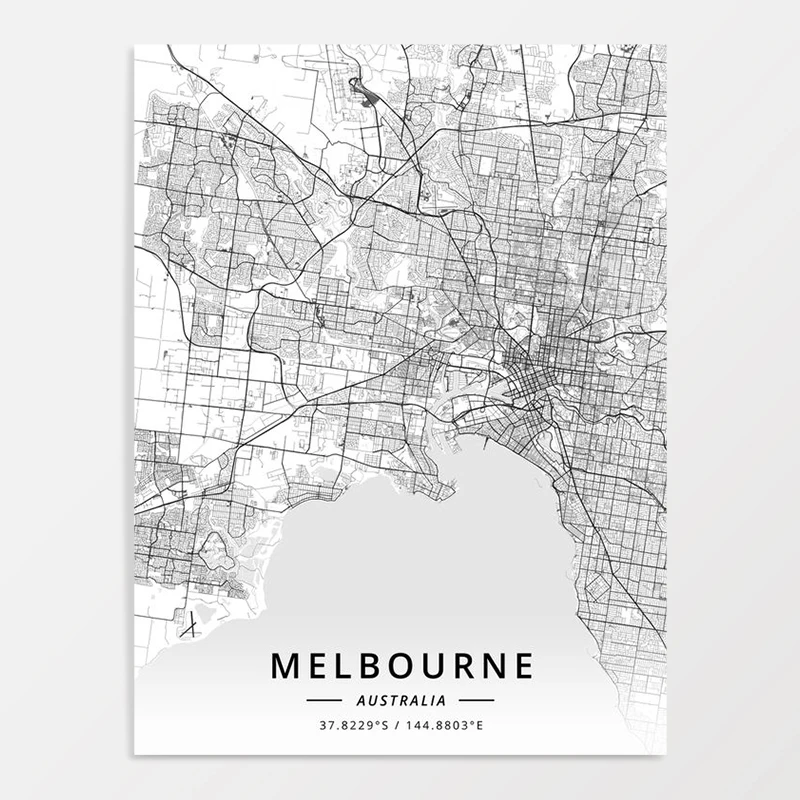 Настенная живопись Мельбурн Австралия холст HD принты линия Карта города плакат