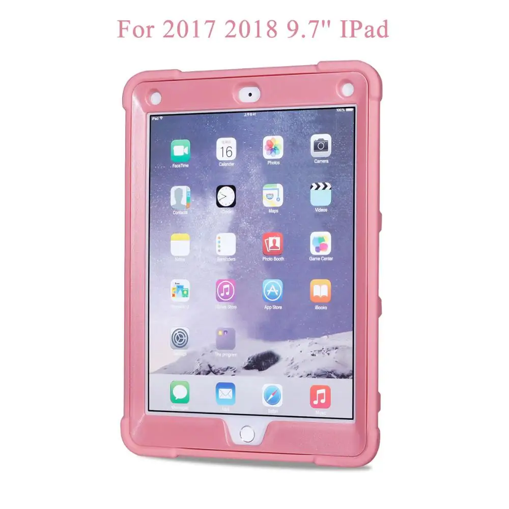 Rose-Gold Бронированный Чехол для iPad 9,7 5-го 6-го поколения безопасный сверхпрочный силиконовый Жесткий Чехол для iPad 9,7 чехол для планшета - Цвет: Rose-Gold
