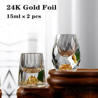 crystal glass shochu glass vodka glass bar bullet glass liqueur shot glass double bottom gold foil glass tea cup gold wine glass