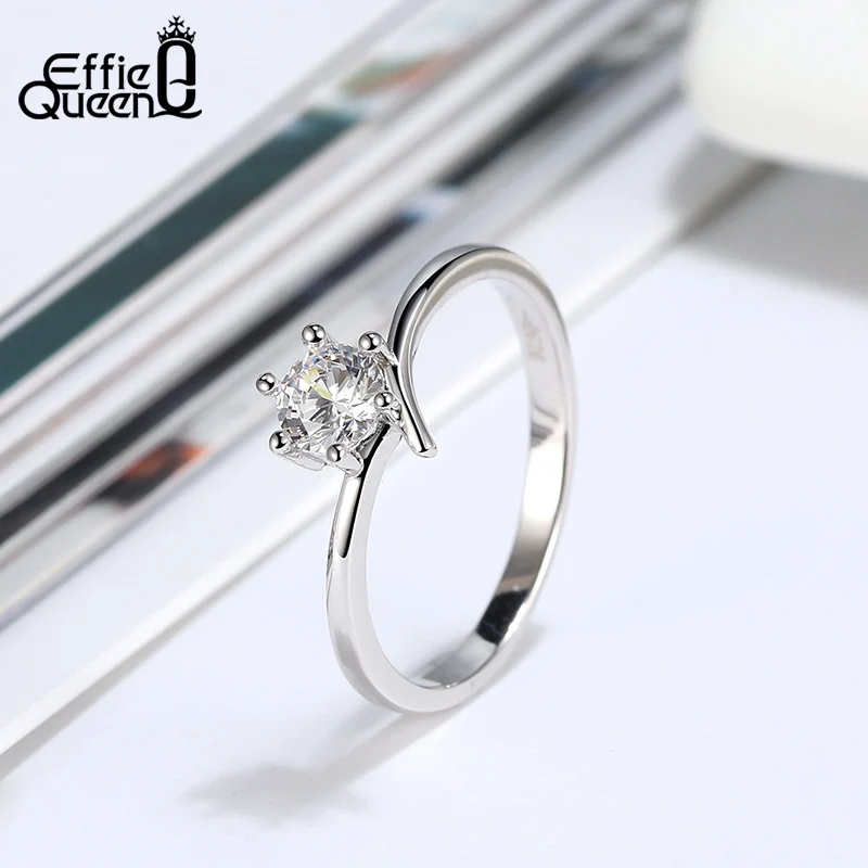 Effie Queen инкрустированные 925 стерлингового серебра классические женские кольца
