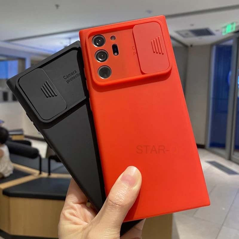 sliding camera lens protection phone case for samsung galaxy note 20 ultra note20 5g 20ultra soft silicone back cover free global shipping