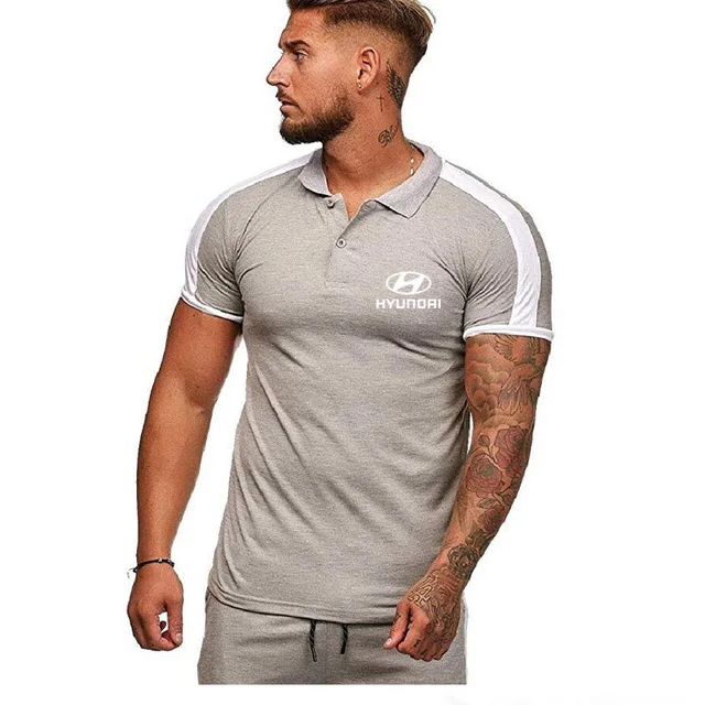 

Summer Men's Polo Shirt for Hyundai Motor Car Logo Tshirt Mens Short Sleeve casual male solid colour Cotton Tops Clothes E