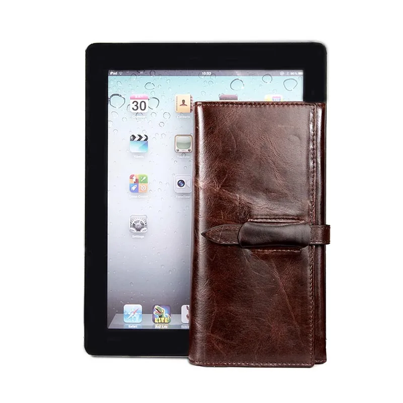 Кошелек GROJITOO из вощеной кожи для мужчин и женщин повседневный длинный бумажник