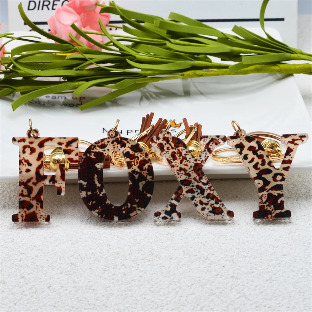 Новые брелки с леопардовым принтом из смолы 26 дюймов английским алфавитом