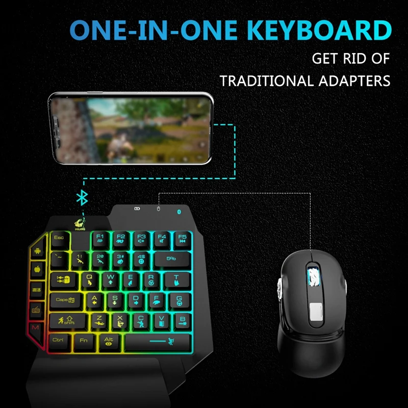 

ZIYOU LANG Gaming Keyboard One-Handed Keyboard All-In-One Keyboard Bluetooth Built-in Game Controller for PUBG Android IOS MTK
