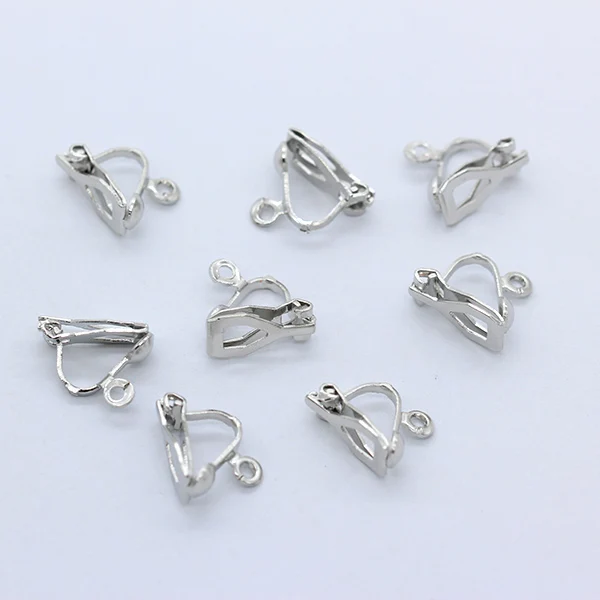 20p 10x13 мм Серебряные Позолоченные Бронзовые Металлические Пустые серьги петля конвертеры не пронзенная Ушная клипса фурнитура ювелирное изделие пряжка - Цвет: dull silver