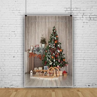 laeacco merry christmas festivals tree gift brown wall floor interior decor background for photography baby child photo backdrop