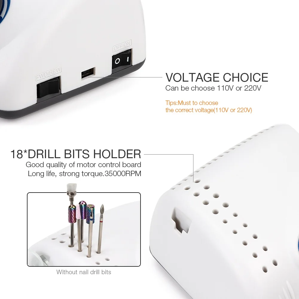 65W Сильный 210 105L ногтей дрели Маникюр Педикюр машина Электрический сильный пилка