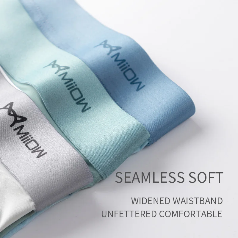 Miiow 3Pcs Ice Silk Men Boxer Shorts Underwear Antibacterial Boxershorts Cueca Male Panties Fashion Underpants Lingeries 5XL | Мужская