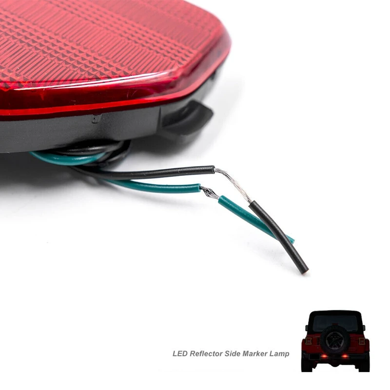 

NEW-Car Red Lens Red LED Rear Bumper Reflector Tail Light for Jeep Wrangler JL 2018-2020