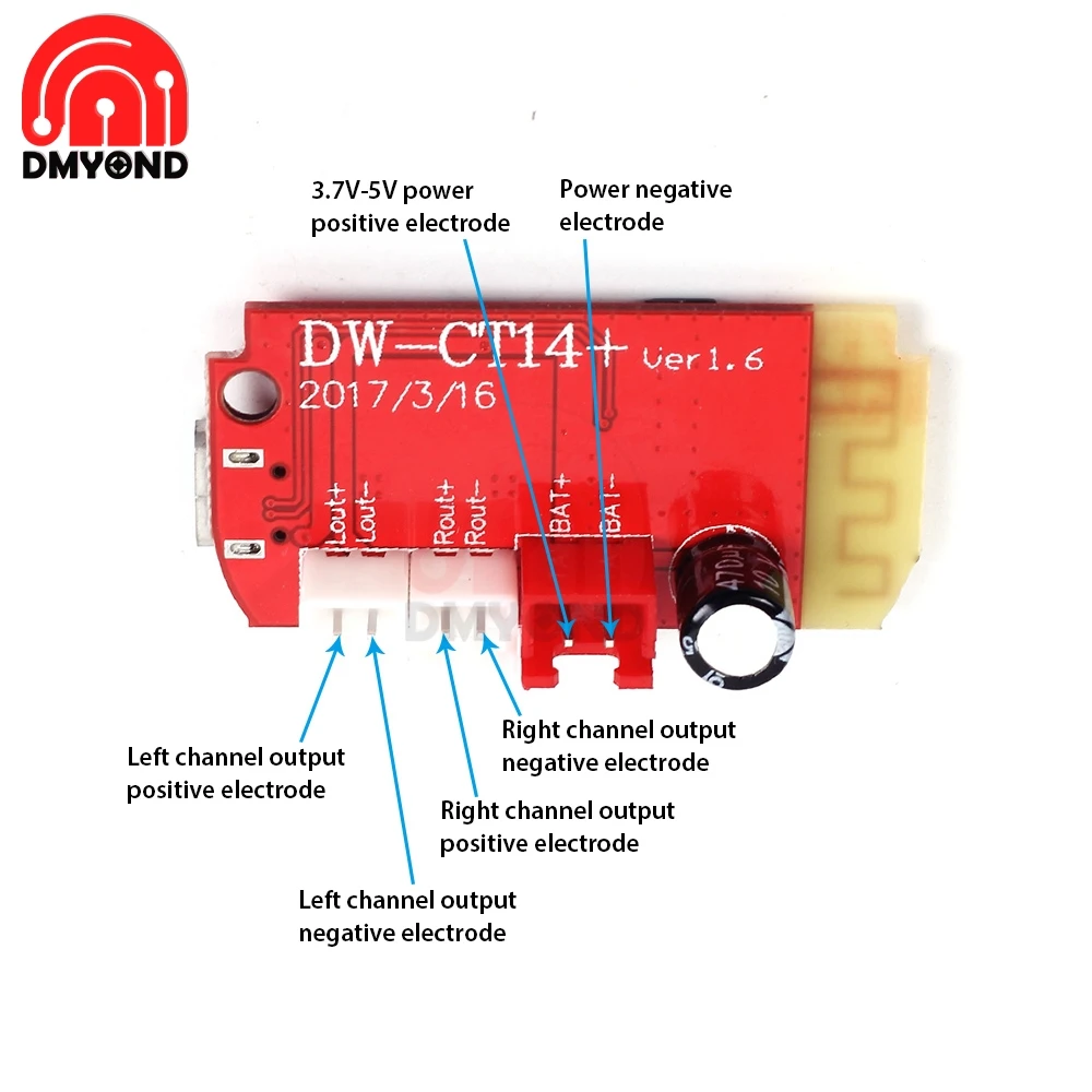 Модуль усилителя Bluetooth 5 в Вт CT14 Micro 4 2 стерео 5VF + мини с зарядным портом для