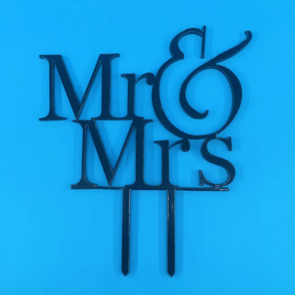 Акрил черный свадебный торт Топпер невеста жених Mr Mrs украшения для свадебного