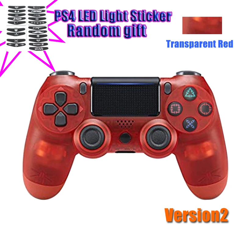 Transparent red Новая версия 2 4,0 контроллер для SONY PS4 Геймпад для Play Station 4 джойстик Беспроводная консоль для PS3 для Dualshock - Цвет: Transparent red