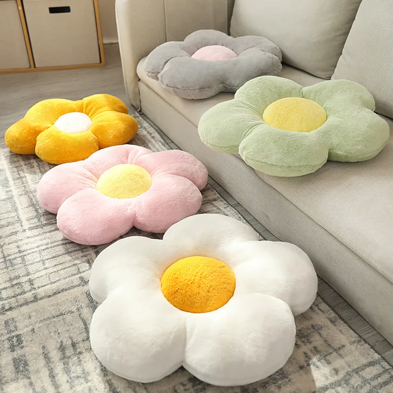 

Colorful Flower Plush Cushion Toy Soft Cartoon Plant Stuffed Doll Chair Cushion Sofa Pillow Decorative Floor Mat Lovely Gifts