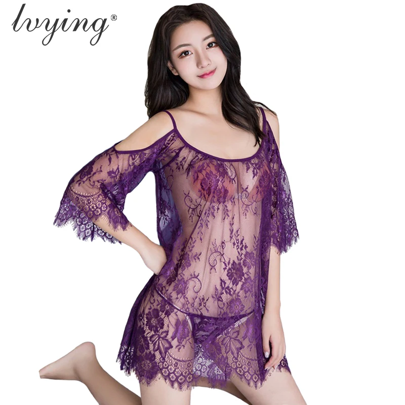 Ночная сорочка женская кружевная пижама из шелка прозрачный дизайн ночное