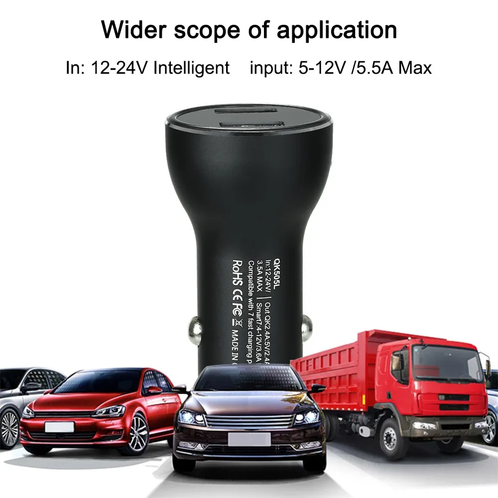 Автомобильное зарядное устройство с двойным Usb цифровым дисплеем быстрая