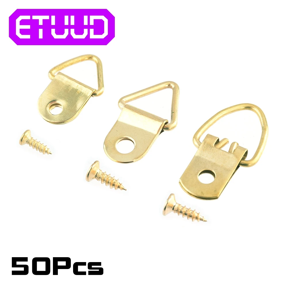 

Золотистая треугольная D-образная Подвеска 50 шт./лот для картины маслом, зеркальная вешалка для картины, настенная вешалка для художественн...