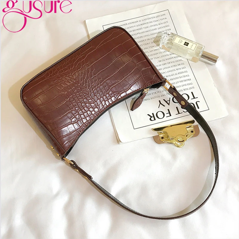 Gusure Модные Винтажные женские сумки на плечо с крокодиловым узором 2021 модная