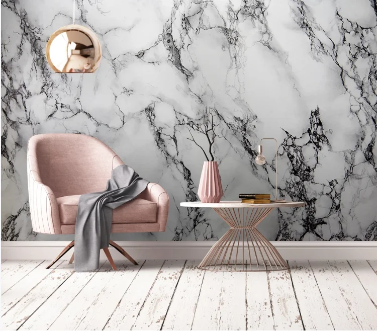 Черно-белая мраморная настенная бумага для спальни фотография контактная HD