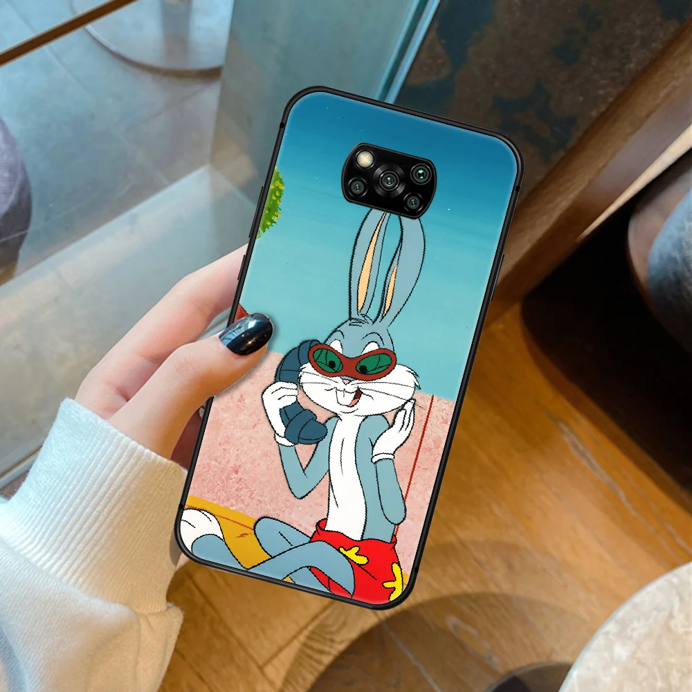 

B-Bugs Cute Cartoon Bunny Phone Case For Xiaomi Mi 8 9 Note 10 A2 A3 9T 10T 11 Poco x3 Lite Pro Ultra black Shell 3D Coque Tpu