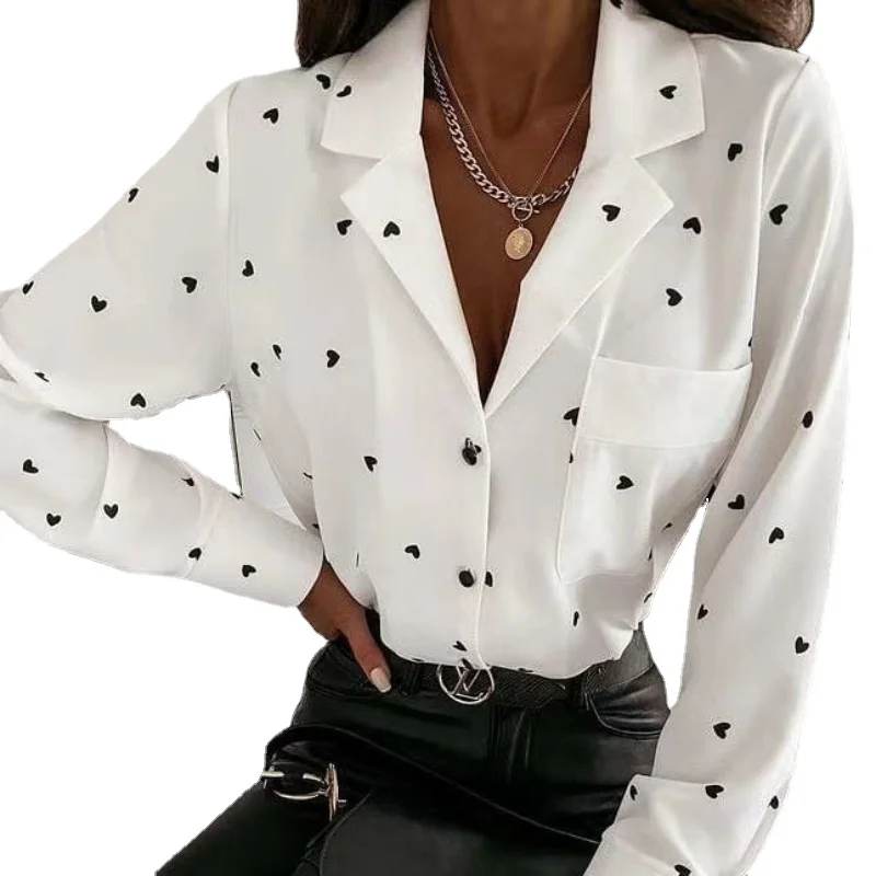 

Женская однобортная рубашка в горошек, офисная блузка с длинным рукавом, ярких цветов