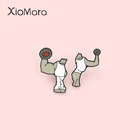 Эмалевые булавки для подъема гантелей, бицепсов, мужские и женские броши для фитнеса, Значки для лацканов, Мультяшные украшения, подарки для друзей, оптовая продажа булавок