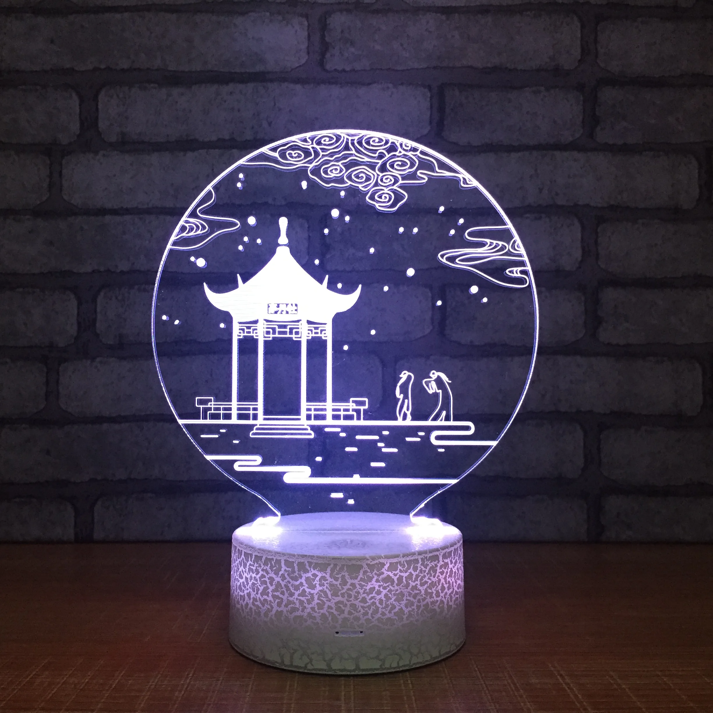 

3D Acrylic Night Light 7 Color Changing Building Remote Touch Table Desk Lamp for Home Decor Kids Gift