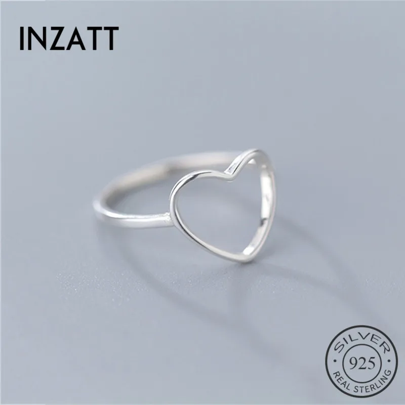

Женское кольцо с полым сердцем INZATT, милое вечернее ювелирное изделие из настоящего серебра 925% пробы в минималистическом стиле, модные аксес...