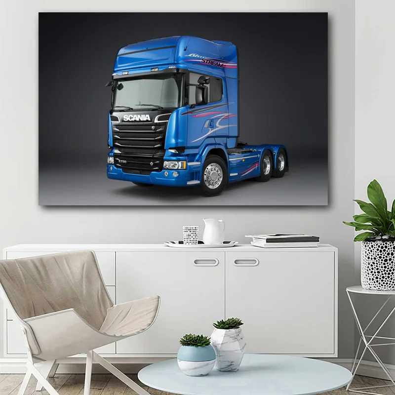 Картина в рамке сделай сам большой Риг Scanias R730 грузовик синий автомобиль плакаты