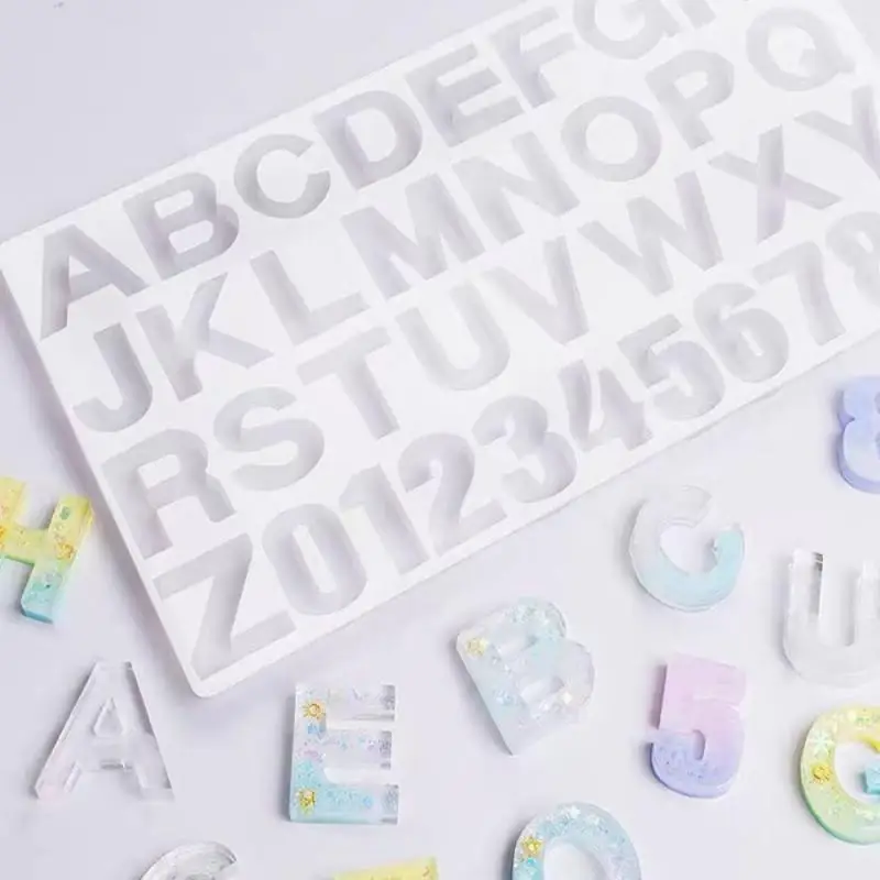 

DIY кристальная эпоксидная буквенно-Цифровая форма для выпечки 26 Английский, алфавитно-цифровой силиконовая форма для помадки Пластиковая ф...