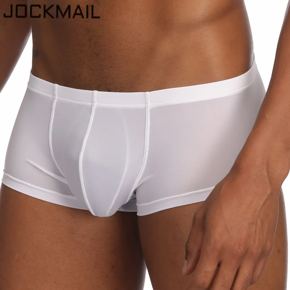Jockmail, сексуальное мужское нижнее белье, боксеры, шорты, ледяной шелк, u-образный выпуклый мешочек, мужские трусы, cueca, боксеры, homme, слипы, Гей Нижнее белье