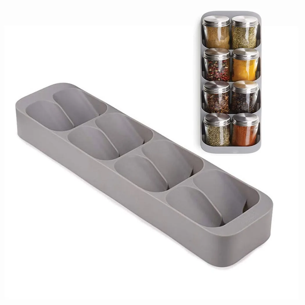 

1 * Storage Tray 39.5*10*4.2cm 8 Compartments Seasoning Bottle Storage Organizer Box Kitchen Spice Rack Boxs