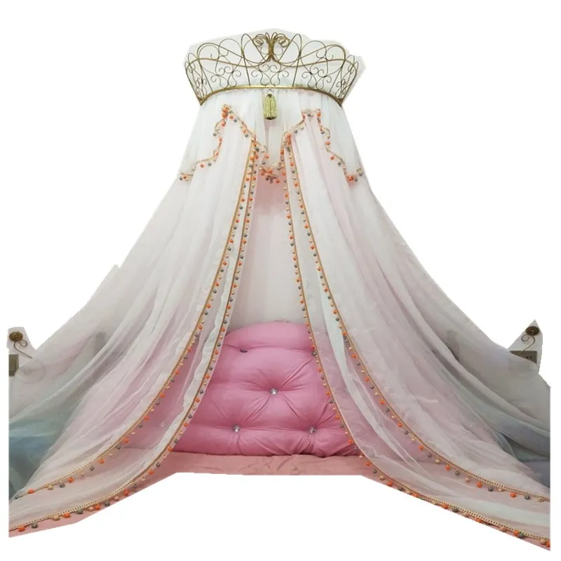 

CX bed curtain Princess European and American style bedside curtain background transparent court wave color bead decoration