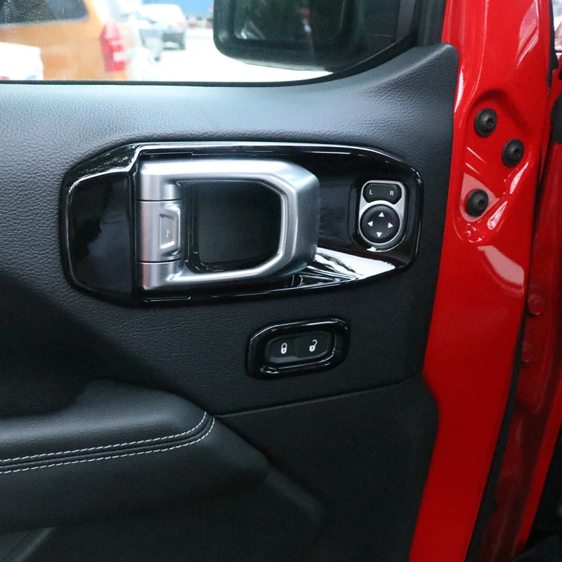 

Аксессуары для Jeep Wrangler JL 2018 2019 2020, внутренние дверные ручки, крышка чаши, ABS отделка, украшение, Стайлинг автомобиля