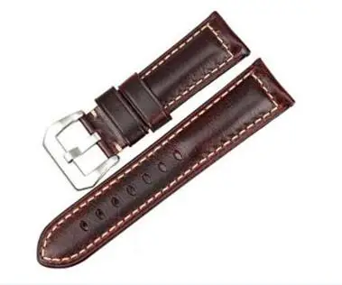wine red with silver Ремешок для часов из натуральной кожи 22 мм 24 мм 26 мм модные синие аксессуары для часов Ремешок для часов Panerai - Цвет ремешка: wine red with silver