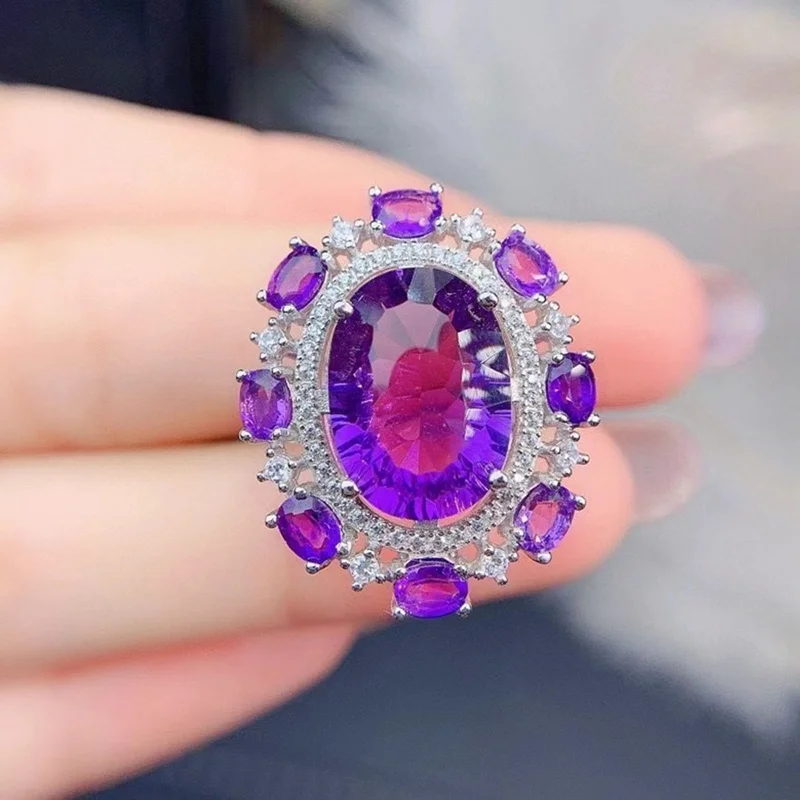 

Crystal Rings Imitation natural amethyst Agates Blue Yellow Crystal Fashion Women Rings Party Wedding Jewelry