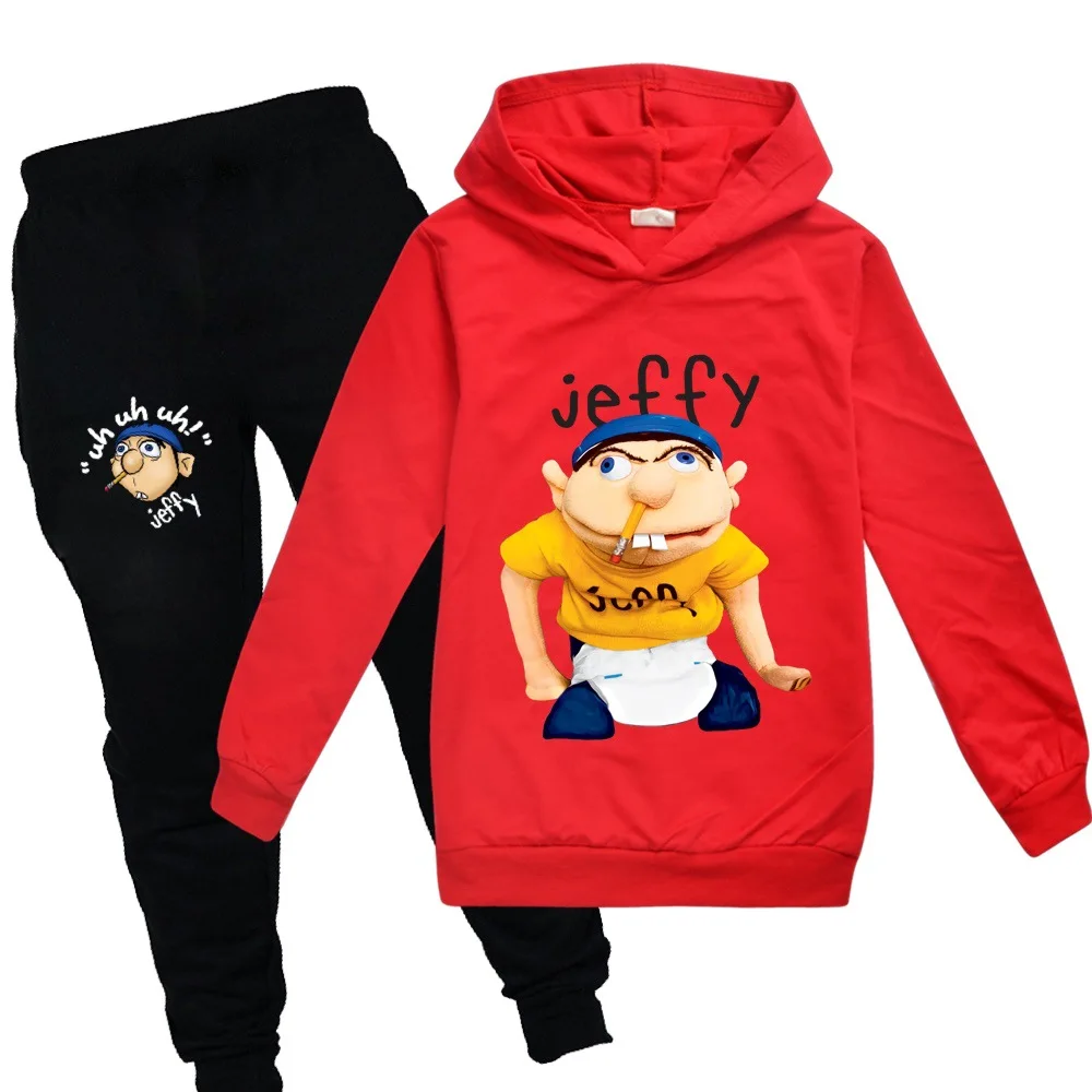 

New 2-16Y Anime Jeffy Puppet Hoodies Kids Sweatshirt Hooded Pullover Hip Hop Coats Girls Spring Autumn Clothes Boys Streetwear