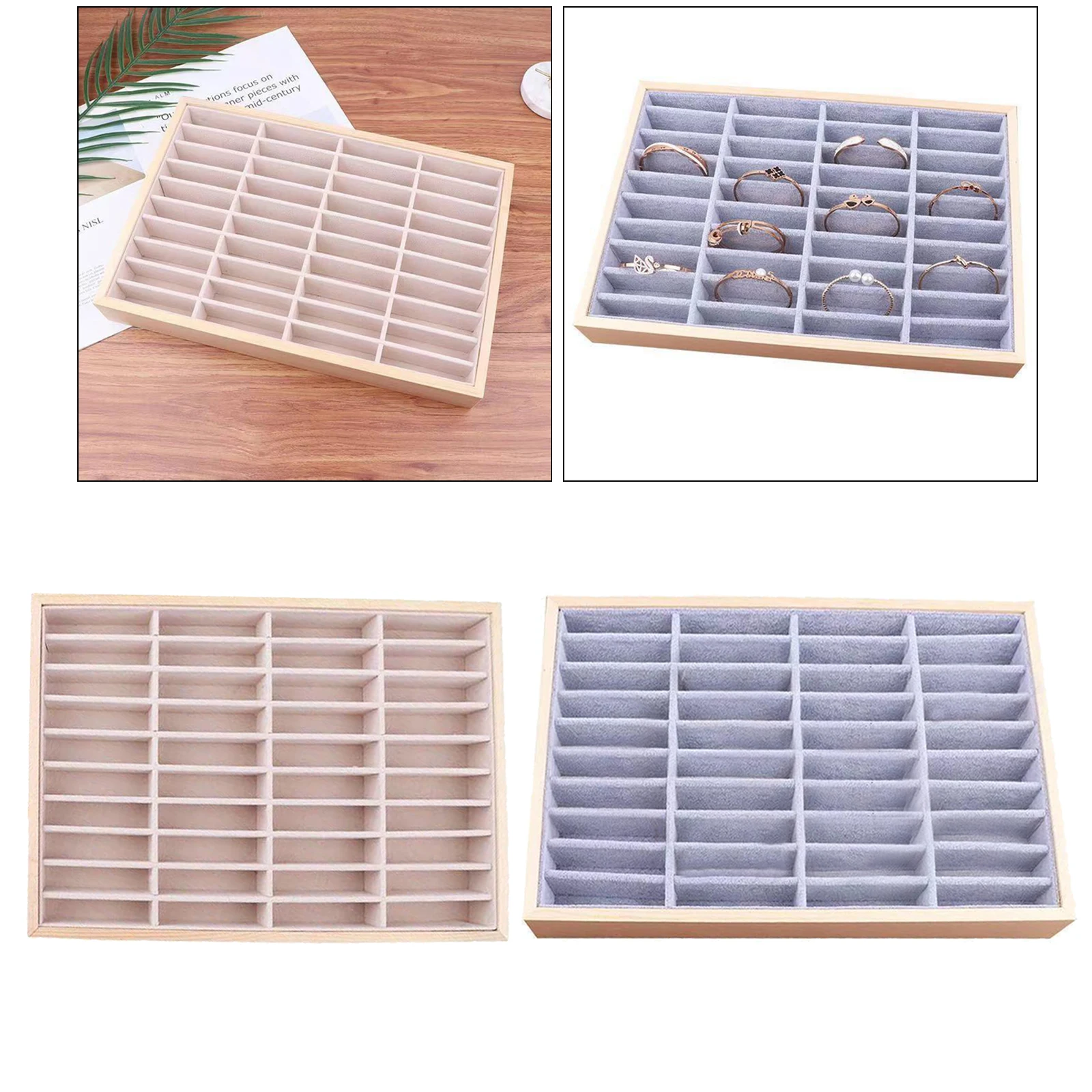 

Elegant Velvet Earrings Storage Box Holder for Bracelets Necklaces Jewelry Display Tray Case 40 Grid Organizer Box for Rings