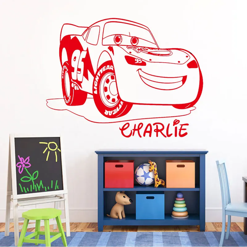 Персонализированное имя Молния Маккуин стикер на стену автомобиля винил
