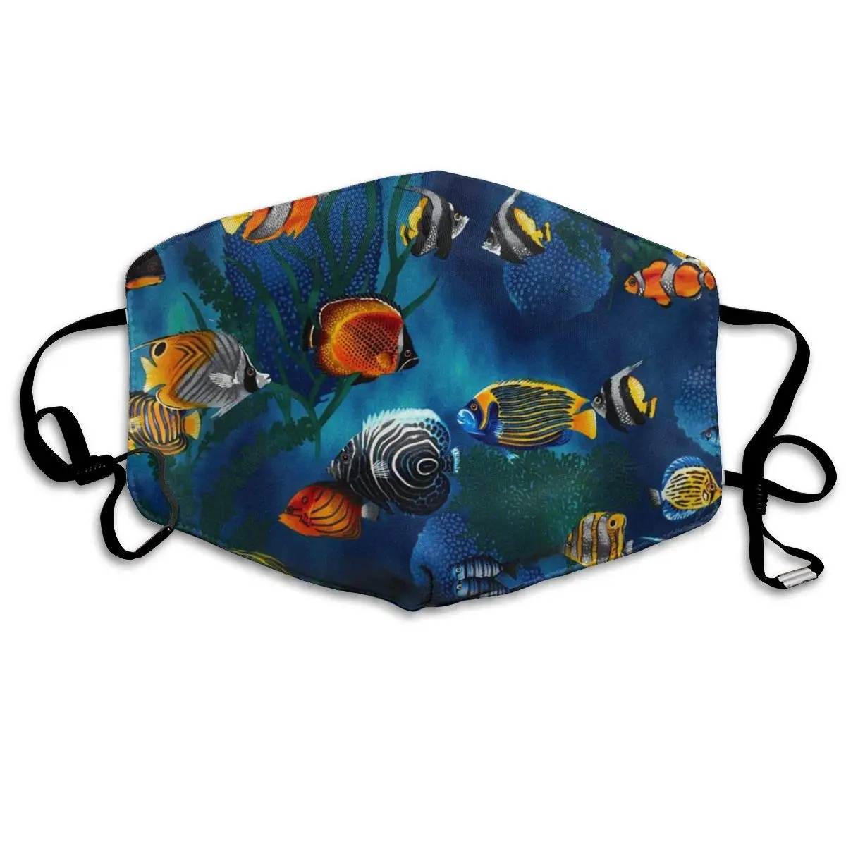 

Garde Art Studio Mask Tropical Fish Ocean Sea Dark Blue Face Mouth Cover for Kids Girls Boys, Unique Reusable & Dust Proof